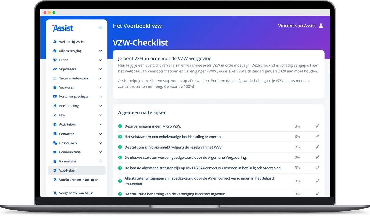 De VZW-Checklist in Assist